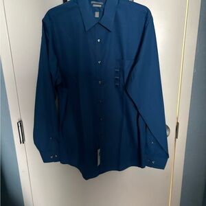 Van Heusen Fitted Blue Dress Shirt Men's 16.5 34/35 Long Sleeve Solid Collared